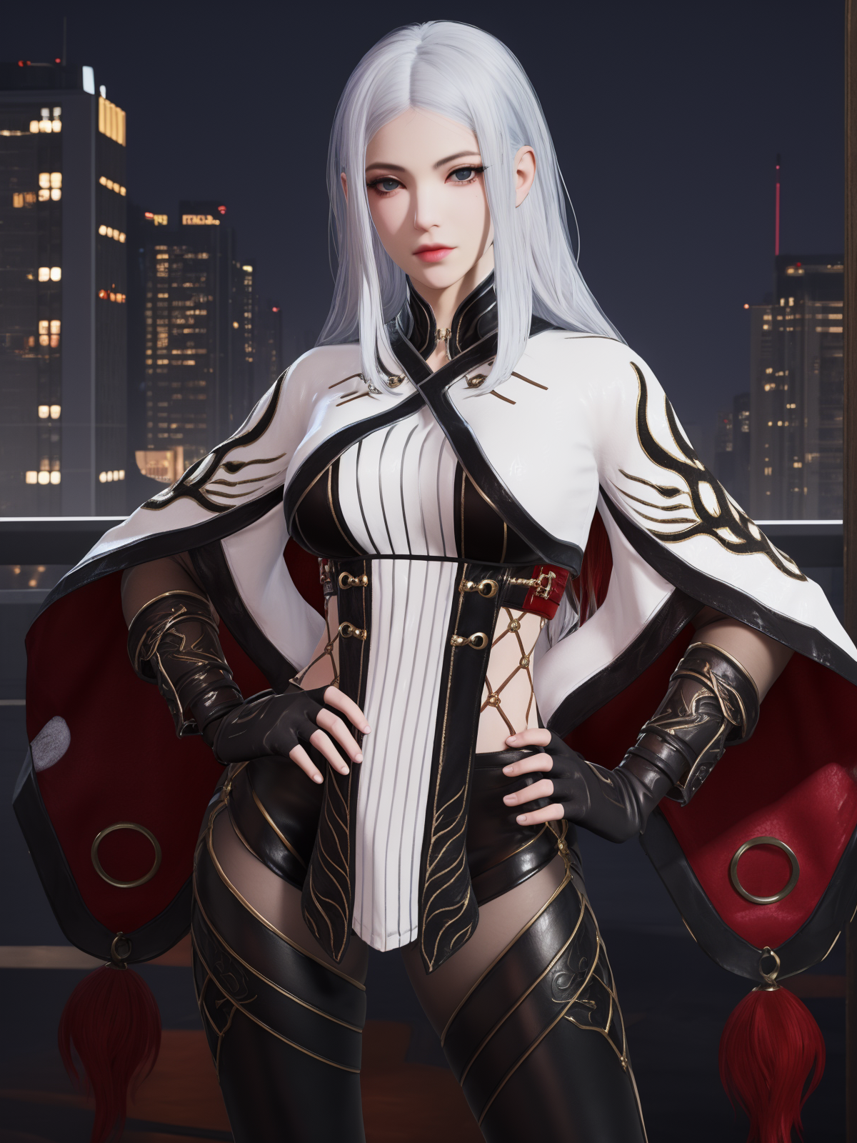 00022-960823916-YJWJjiyingyingWCBF, 1girl, solo, long hair, fingerless gloves, blue eyes, lips, looking at viewer, white hair, breasts, capelet,.png